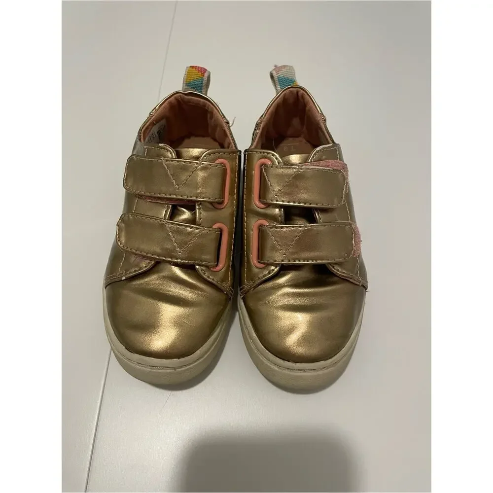 TOMS Brand Girl's size Toddler 9 Metallic Rose Gold Hook & Loop Sneakers